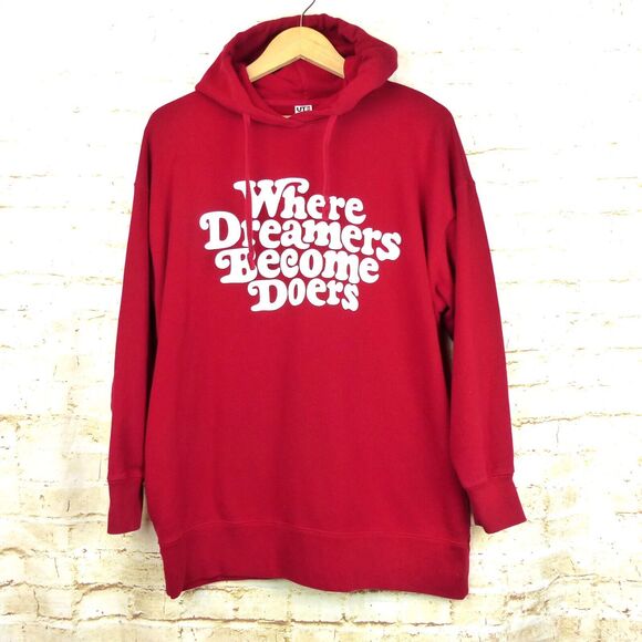 Uniqlo x Verdy Hoodie Women XL Red Rise Dreamers Become Doers Rise Again Pockets - Picture 3 of 10